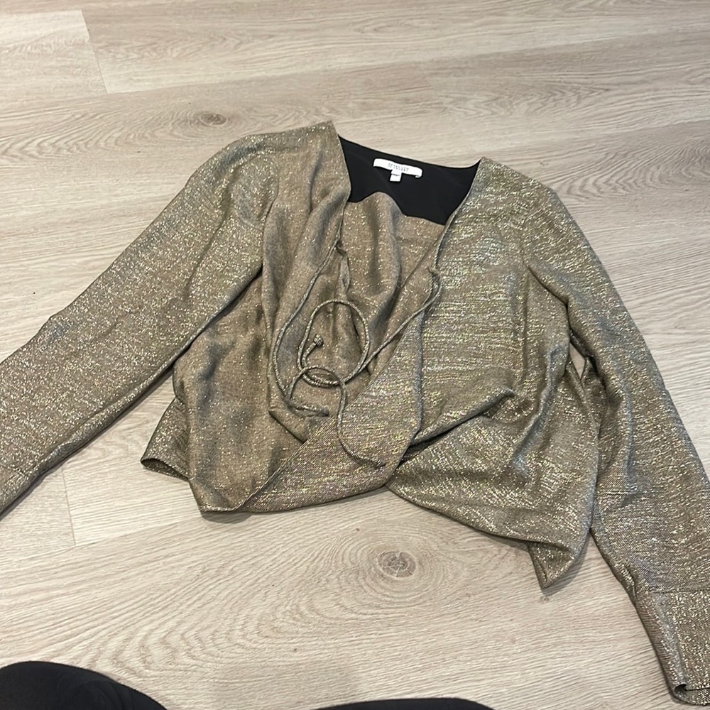 Derek Lam 10 Crosby Drape Front Metallic Blouse - Picture 5 of 9